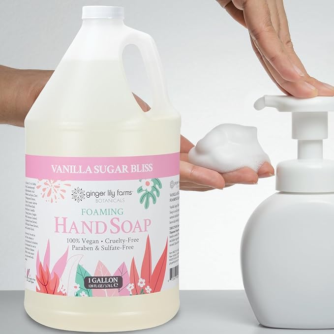 Ginger Lily Farms Botanicals All-Purpose Foaming Hand Soap Refill, 100% Vegan & Cruelty-Free, Vanilla Sugar Bliss Scent, 1 Gallon (128 fl oz)