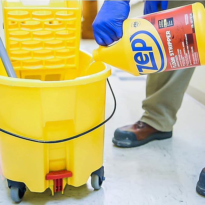 Zep Heavy-Duty Floor Stripper Ammonia Free Concentrate - 1 Gallon (Case of 4) ZULFFS128 - Dissolves and Removes Polish from Hard Floors, Use on Vinyl (VCT), Concrete, Rubber