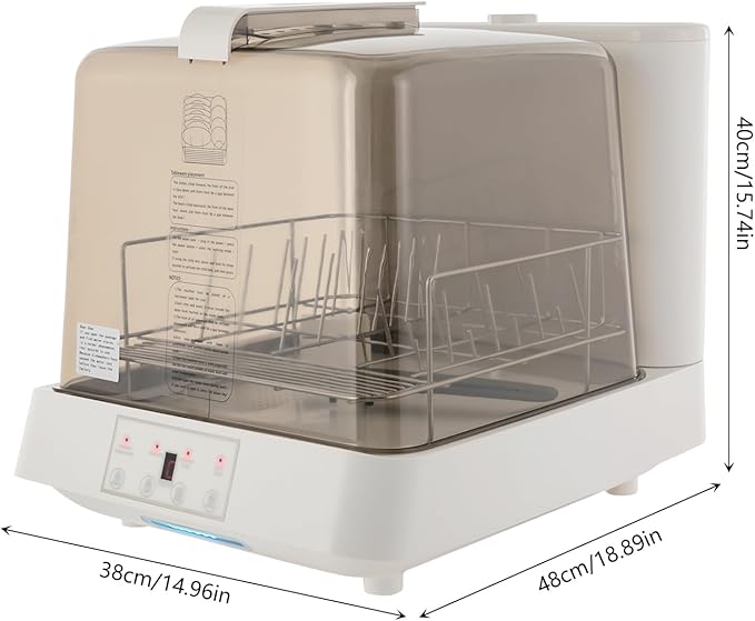 800W Portable Countertop Dishwasher with 3Programs,360° Dual Spray 162℉ High-Temp& Air-Refresh Function and Touch Screen for Small Apartments, Dorms and RVs,No Hookup Needed