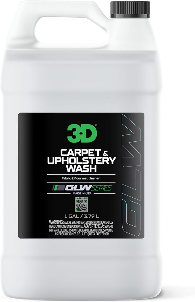 3D GLW Series Carpet & Upholstery Wash – Professional Car Interior Cleaner – Removes Stains, Dirt & Odors – Safe for Fabric, Carpet & Upholstery – Deep Cleaning Auto Detailing Solution – Made in USA