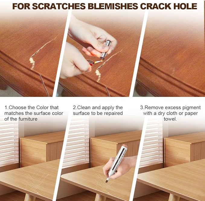 Repair Pen Wooden Furniture Floor Scratch Repair Markers and Wax Sticks Set of 21 for Stains, Scratches, Wood Floors, Tables, Desks, Carpenters, Bedposts, Touch Ups, and Cover Ups