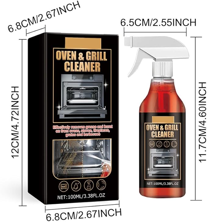 Oven and Grill Cleaner Spray, Greasy Dirt Clean Spray, Multifunctional Powerful Kitchen Degreaser Foam Cleaner, for All Kitchen Surfaces – Ovens, Grills, Frying Pans, Range Hoods, And Barbecues (2pcs)