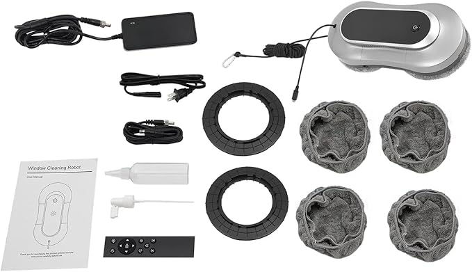 Window Cleaning Robot with Remote Control, Robot Window Cleaner w/Double-Side Water Spray, Automatic Plan Path and Recognize Border, Smart Window Vacuum for Interior/Exterior Windows Tiles Glass Door