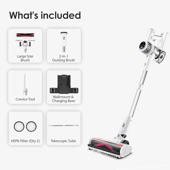 Cordless Vacuum Cleaner, 600W 55Kpa 70Mins Stick Vacuum Cleaners for Home, AUTO Dust Detection/LED Touch Display, Rechargeable Wall Mount, Wireless Handheld Vacuum for Pet Hair/Carpet/Hard Floor