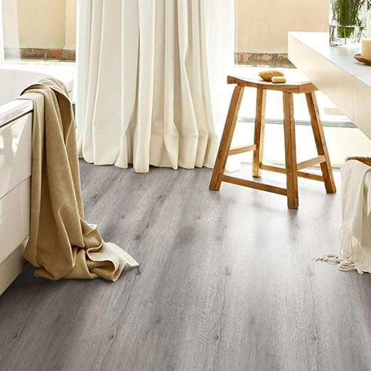 Luxury Thicken Wood Grain Peel and Stick Floor Tiles Self-Adhesive Vinyl Flooring Roll-DIY Easy for Wall and Floor,Hard Surface/Waterproof/Anti Slip (Light Gray Vinyl Flooring, 17.72 "W x 393.7" L)