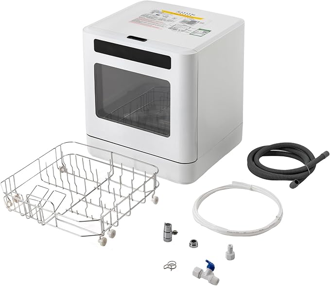Countertop Dishwasher with 6L Built-in Water Tank, Portable Mini Dishwasher 4 Washing Programs, Counter Top Dishwasher with LED Display for Apartments, Kitchen, 360° Rotating| US Stock