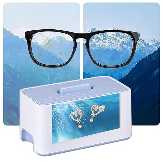 Adiding Jewelry Cleaning Machine, 1000mL (33.8oz) Sonic Retainer Ring Cleaner with 5 Time Mode and Degassing Function Ultrasonic for Glasses, Earrings, Necklaces, Denture, Coins, Pacifier, Blue