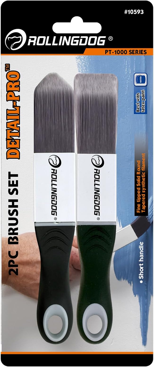 ROLLINGDOG Paint Brush for Trim - Edging Paint Brush 2PC, 1PC Triangular Brush and 1PC Square Trim Brush, Cut in, Edger, Corner, Sash Painting