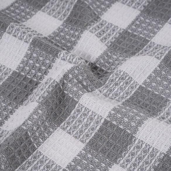 Blue Needles Waffle Weave Check Plaid Dish Cloths, 12x12 Inches 100% Cotton Set of 6 Dish Towels for Kitchen, Ultra Soft & Absorbent Kitchen Towels for Quick Drying Spring Summer - Ash Grey & White