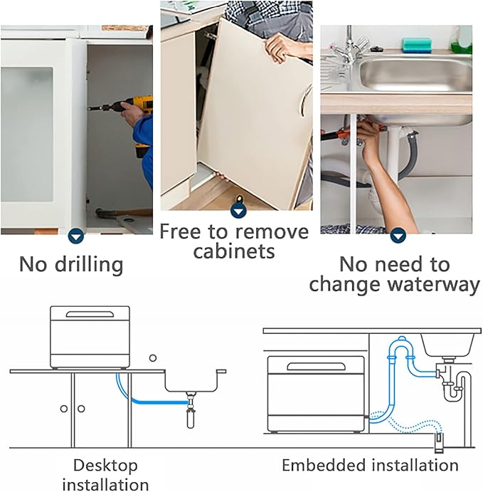 Countertop Dishwasher,Dish Washing Machine,Stainless Steel Mini Dishwasher,3 Washing Programs W/with Water Pipe and Bowl Basket for Apartments,Dorms,RVs,Kitchens 110V 800W