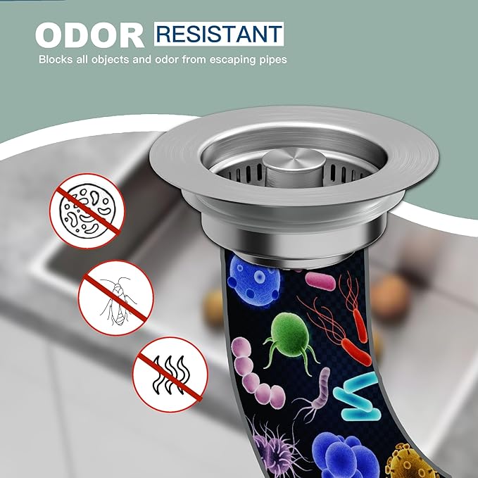 Kitchen Sink Drain Strainer 3 in 1, 304 Stainless Steel Pop Up Sink Stopper, Anti-Clogging Sink Stopper, Kitchen Drain Catcher, Sink Strainer for US Standard (Silver 2#)