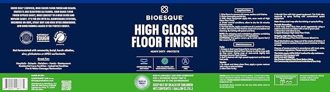 Bioesque High Gloss Floor Finish, 1 Gallon (Pack of 1)