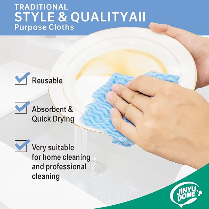 Reusable Cleaning Cloths Disposable Cleaning Cloth Dish Cloth Dish Towels Dish Rags All Purpose Cloths on 2 Rolls Blue&Red -200 Pieces