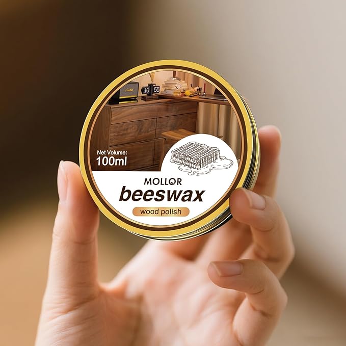 Non-Toxic Wood Wax for Furniture - 100% Natural Chalk Paint Wax for Sealing & Protecting Painted and Raw Wood Surfaces, Wooden Floors & More - Clear Protective Finish, 3.5 Oz (Includes Tools)