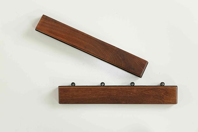 Bare Decor EZ-Floor End Trim Piece Interlocking Flooring in Solid Teak Wood (Set of 2)