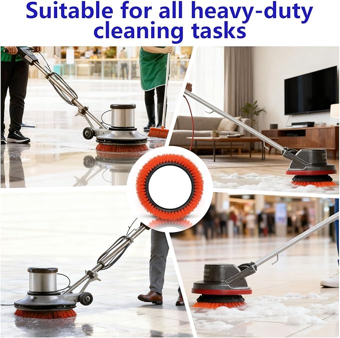 2 Pack 237047 Orange Commercial Tile and Resilient Floor Scrub Brush Replacement for Oreck Commercial ORB550MC, ORB600MW and ORB700MC Floor Machines, Heavy-Duty Brush, 10.5 in. Diameter