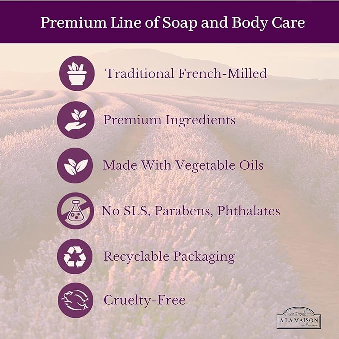 A LA MAISON Provence Lemon Liquid Hand Soap 16.9 Fl Oz - Natural Hand Wash Made with Essential Oils - Biodegradable, Plant-Based, Vegan, Cruelty-Free, Alcohol & Paraben Free (6 Pack)