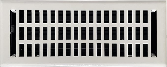 Empire Register Co, Premium Home Vent Covers - 4x12 inch, Modern Contemporary Design, White Finish, Heavy Duty Air Flow Direction Floor Registers, Metal Damper Attached