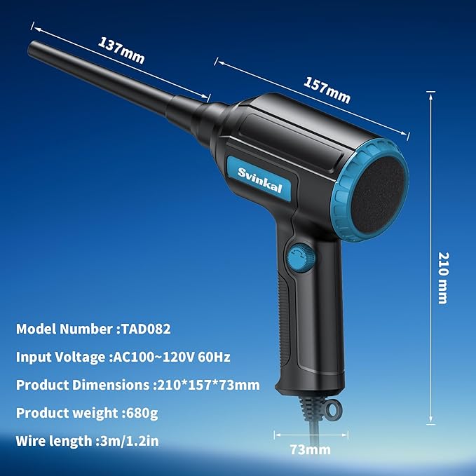 Compressed air Duster Electric 500W, Canned air Replacement, 40000RPM Air Blower, Stepless Speed, an AC dust Blower with 6ounces of Blowing Power for Computer Keyboards etc Electronic Duster