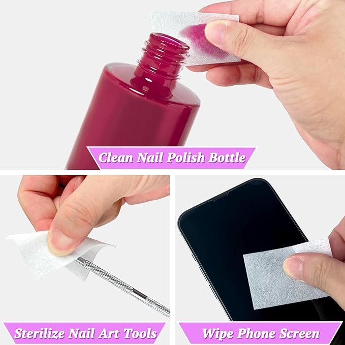 Eyxformula 1000 Pcs Lint Free Nail Wipes Gel Polish Remover Pads - Absorbent Cotton Pads For Manicure Prep & Care Routine - Includes 2 Cuticle Pushers - Nail Supplies for Home & Salon Techs Use