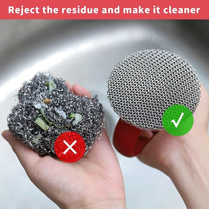 MEIXINZHI Cast Iron Cleaner, Chain Mail Scrubber & Pan Grill Scrapers - 2 in 1 Cast Iron Skillet Cleaner