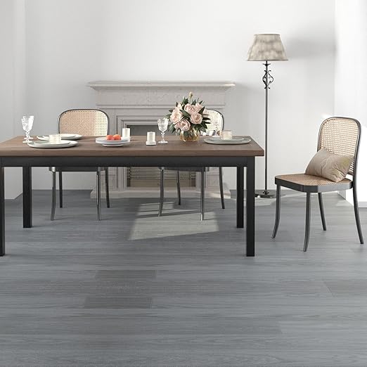 Freshtour Vinyl Flooring Roll, Versatile Removable PET Leather-Like Floor Covering, Waterproof & Durable, Easy Tape Installation, Cost-Effective for Any Room, Grey Oak/ 53.82 Sq.ft (39.3" x 197")
