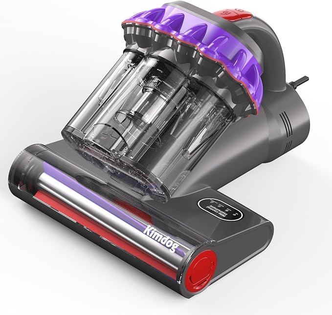 Mattress Vacuum Cleaner - 16Kpa Bed Vacuum with 253.7nm UV-C Light, 140°F Heat Ultrasonic & Hepa Filter, 500W Handheld Couch Cleaner with 3L Dust Cup for Pet Carpet Sofa Hair (D-Purple/Corded)
