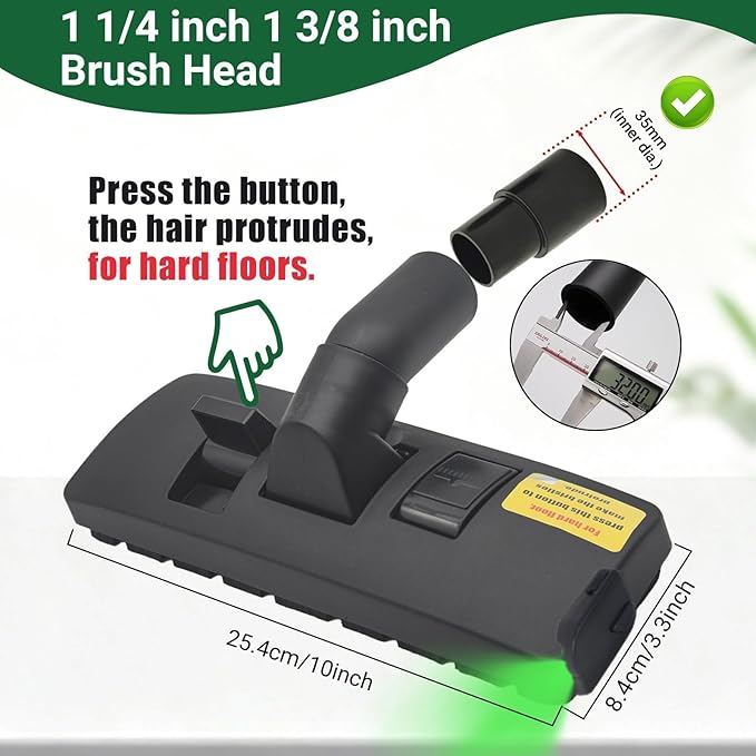 EZ SPARES Dust Display LED Vacuum Brush,Floor Brush Attachment,Compatible with Hoover, Eureka, Rainbow,Shop VAC,Most Brand,Reveal Microscopic Dust & Illuminate Invisible Pet Hair Cat Dog Fur