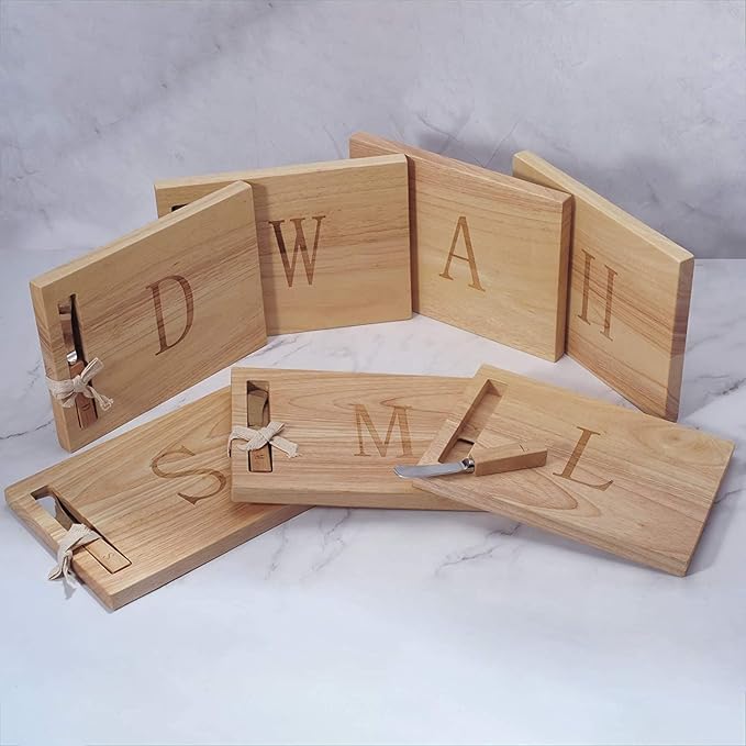 Miicol Wood Charcuterie Board, Monogram Cheese Board 10 Inch, Personalized Initial Cutting Board with Spreader, Unique Housewarming Gift, Ideal for Kitchen, Home, Letter M