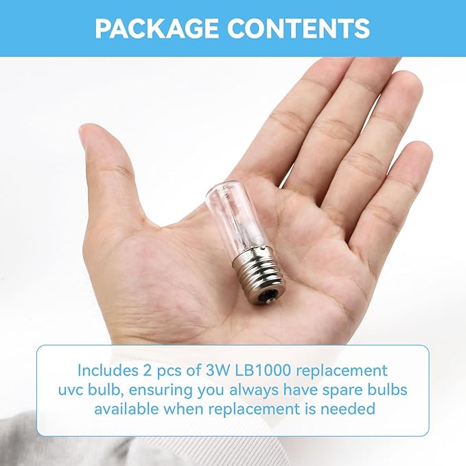 3W LB1000 UV-C Replacement Bulb for Germ Guardian GG1000, GG1000CA, GG1100, GG1100B, GG1100W, LB-1000, GGH200, 661000CA Air Purifier UV Light Replacement, 2 Pack