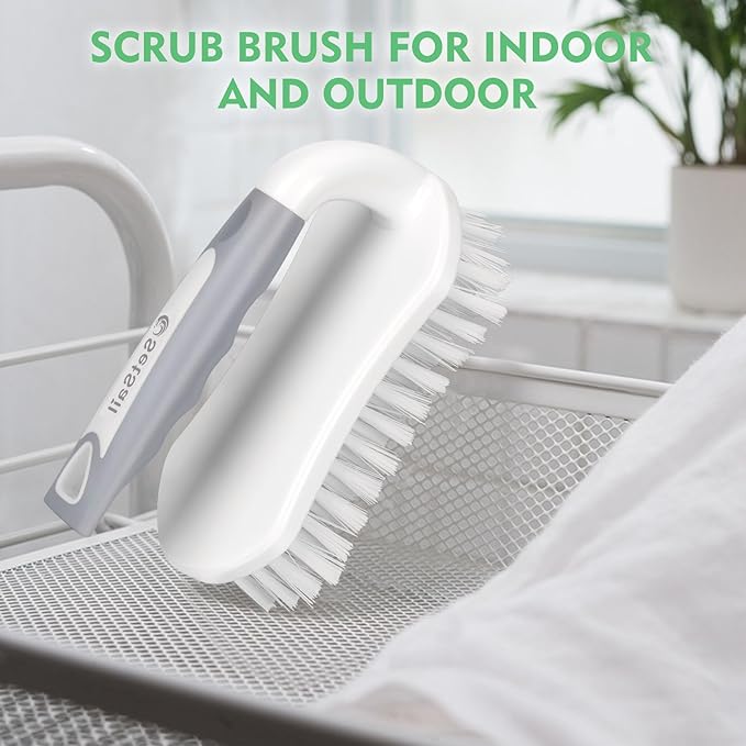 SetSail Scrub Brush, Heavy-Duty Scrub Brushes for Cleaning with Stiff Bristles Cleaning Brush for Shower, Bathroom, Carpet, Kitchen and Bathtub Scrubber - 3 Pack