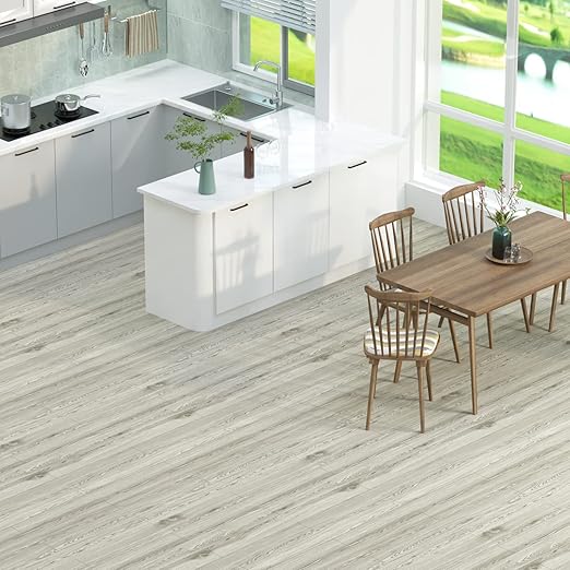 Oxdigi Peel and Stick Vinyl Flooring 2 Rolls 23"x 393"/128 Sq.Ft, Self Adhesive Vinyl Floor Tiles Wood Plank Flooring Waterproof Wear-Resistant for Any Room, Easy DIY Floor Coverings, Gray Maroon