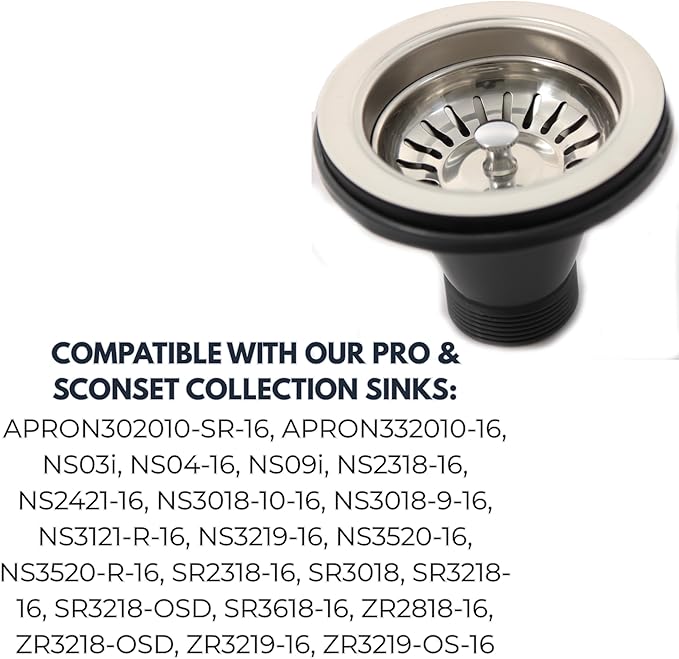Nantucket Sinks NS35L Standard Kitchen Basket Strainer Drain