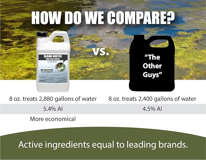 Bloom Buster Pond Algae Control - 64oz - Fast Acting Algaecide, Use in Fountains & Outdoor Ponds Containing Koi & Other Fish - EPA Registered