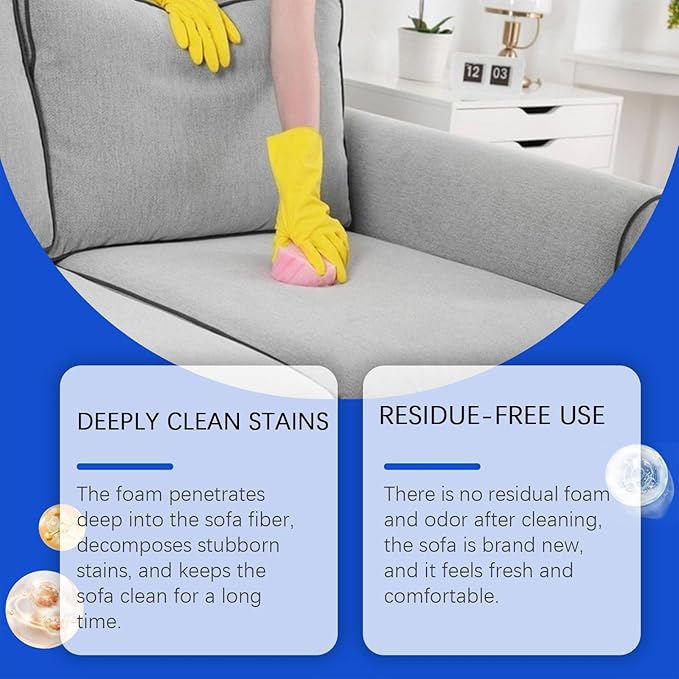 Couch Cleaner For Fabric, Powerful Stain Remover Spray, Professional Sofa Cleaner, Laundry Stain Removers, Household Supplies for Kitchen Car Patio Carpet Upholstery Leather RV