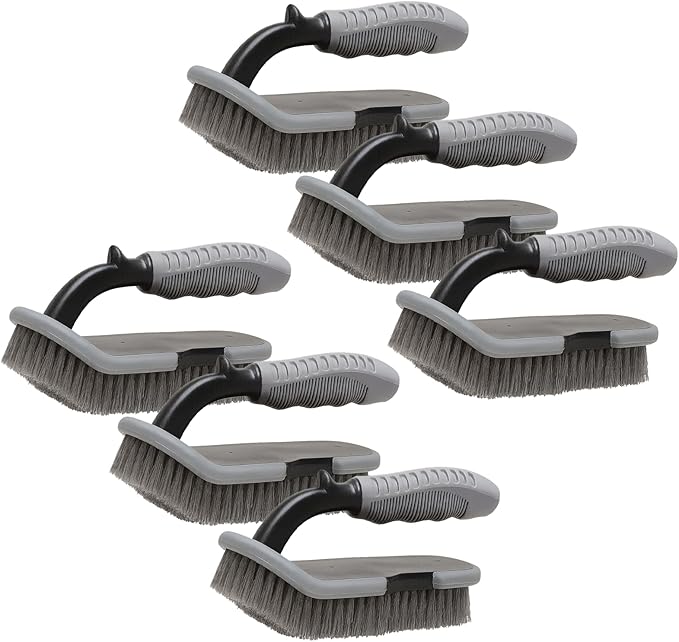 EvaClean Heavy-Duty 7 Inch Scrub Brushes, Stiff Bristle Cleaning Brushes for Bathroom, Shower, Kitchen, Tile, Carpet & Floor, Non-Slip Handle Scrubber for Tough Dirt, Grime, Soap Scum & Mildew, 6 Pack