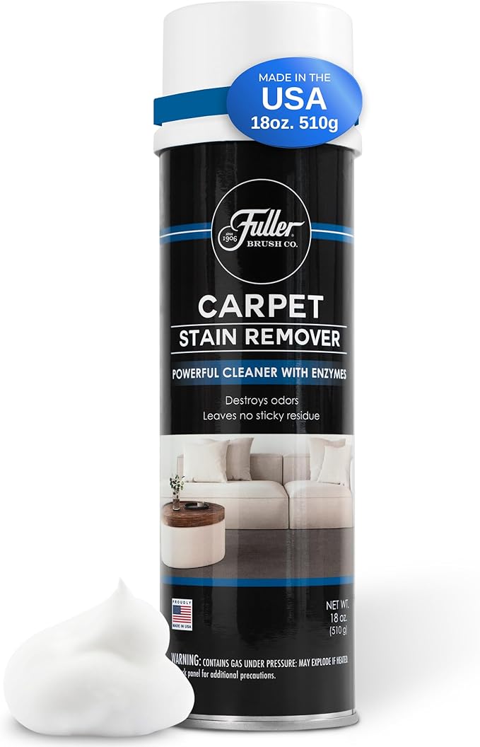Fuller Brush Carpet Stain Remover – 18 oz Enzyme Foam Spot Cleaner for Carpets, Rugs & Upholstery – Removes Pet Stains, Coffee, Wine, Grease – Odor Eliminating (Pack of 2)