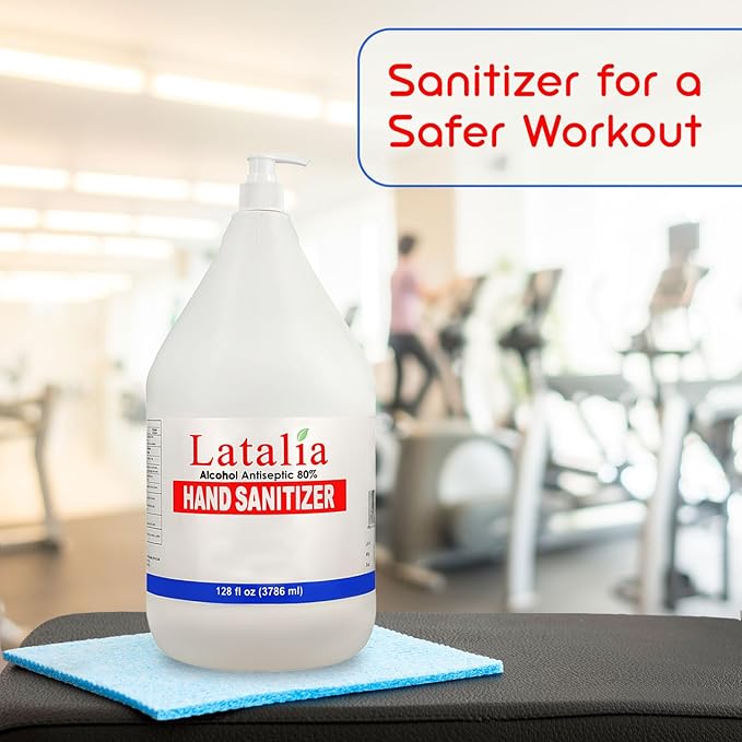 Latalia large Hand Sanitizer Pump 128 fl oz – Pack of 2 with 80% Alcohol Moisturizing Hand Sanitizer Refill Gallon for Home & Office, Unscented Clean Gel, Drying & Non-Sticky for Daily Hand Hygiene