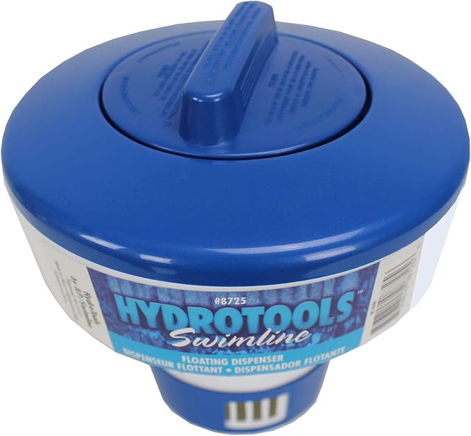 HYDROTOOLS BY SWIMLINE 8725 Large Capacity Pool & Spa Chemical Dispenser | Compatible With Bromine & Chlorine Supports 1-3’’ Tablets | Adjustable Control Ring For Customizable Flow Rate