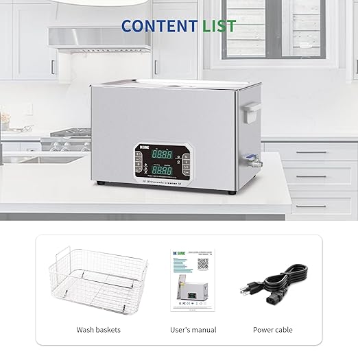 DK SONIC Professional Ultrasonic Cleaner 30L, 600W Heavy-Duty Sonic Cleaner with Timer,Heater&Touch Control, Multi-Application for Motorcycle Engines, Carburetors, Chains (Include Basket)