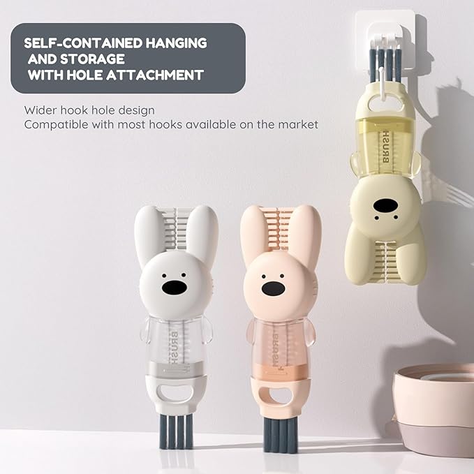 4 in 1 Cup Lid Cleaning Brush Set – Multifunctional Water Bottle Cleaner Brush with Gap & Corner Tools Portable Lid Cleaning Brush for Tight Spaces Includes 3 Brushes for Home & Kitchen