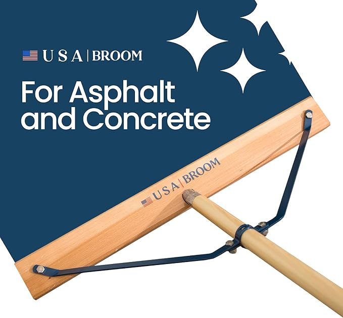 4-Pack - 36" Heavy Duty Outdoor Push Broom with 60" Handle. Ideal for Asphalt, Concrete & Heavy Debris. Durable American Made Steel Brackets-Stainless Steel Hardware. No Plastic. 100% USA Made