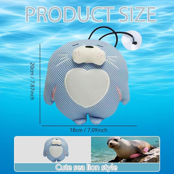 Hot Tub Scum Absorber - Sea Lion Hot Tub Floating Sponge - Scum Remover - Reusable Hot Tub Scum and Oil Absorbing Sponge to Keep Water Clean - Light Blue