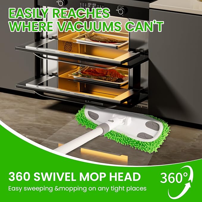 Reusable Microfiber Floor Mop System, Wet & Dry Sweeper Kit, Includes 1 Sweeper Handle, 3 Washable Chenille Mop Pads, Dry & Wet Use for Hardwood, Tile, and Laminate Floor