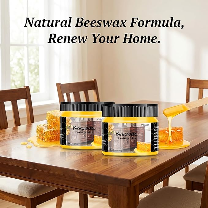 CARGEN Beeswax Furniture Polish, Wood Seasoning Beeswax for Furniture Wood Wax for Dining Table Floor Doors Chairs Cabinets to Protect and Care 2pcs Beeswax Polish