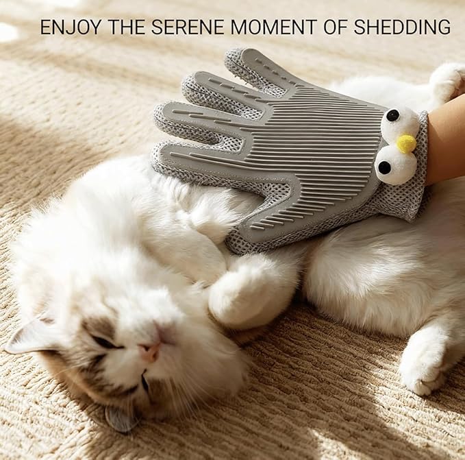 Pet Hair Remover Glove for Dogs & Cats - Deshedding Mitt & Grooming Brush - Gentle Massage Tool for Shedding Pets with Short or Long Fur - Bath Brush for Efficient Cleaning