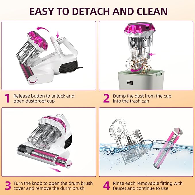 Mattress Vacuum Cleaner - 18Kpa Bed Vacuum with LED Display, 253.7nm UV-C Light, 149°F Heat Ultrasonic & Hepa Filter, Handheld Couch Cleaner with 3L Dust Cup for Pet Carpet Sofa Hair (Corded)