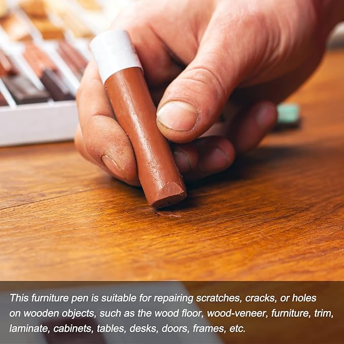 uxcell Wood Wax Filler Stick, Furniture Crayons Wooden Repair Wax Filler Stick Touch Up Wax Paint Pens for Scratches Holes Floor Laminate Tables Desks, Light Gray