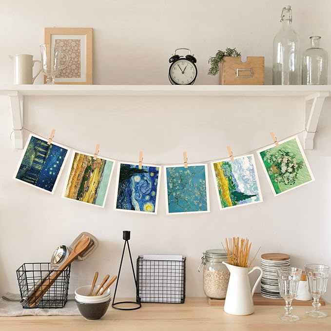 Morigins Swedish Dishcloths for Kitchen 6 Pack Van Gogh Painting Cellulose Sponge Cloths Non Scratch Reusable Paper Towels No Odor, Biodegradable and Reusable Kitchen Dish Rags