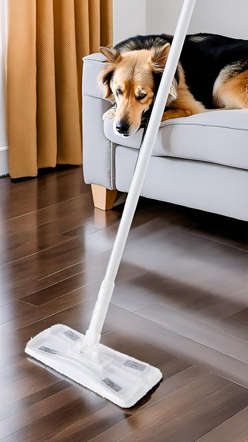 Eyliden Dust Mop, Sweeping & Mopping Kit with 58" Extended Long Handle, 36 Disposable Dry Cloths, Multi Surface Sweeper Mops for Hardwood, Tile, and Vinyl Floor Cleaning, Iron Handle, White